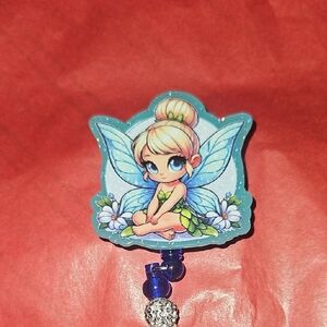 Fairy Themed Badge Reel with Blue and Green Accents